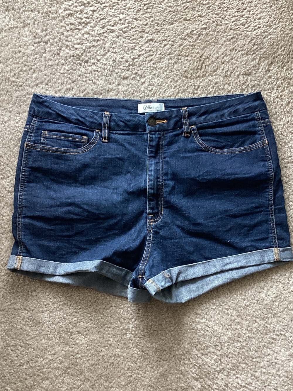 Cello Dark Blue Rolled Cuff Denim Shorts